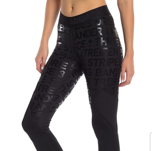 adidas Pants - NWT Adidas Black Climacool Logo Graphic Leggings L